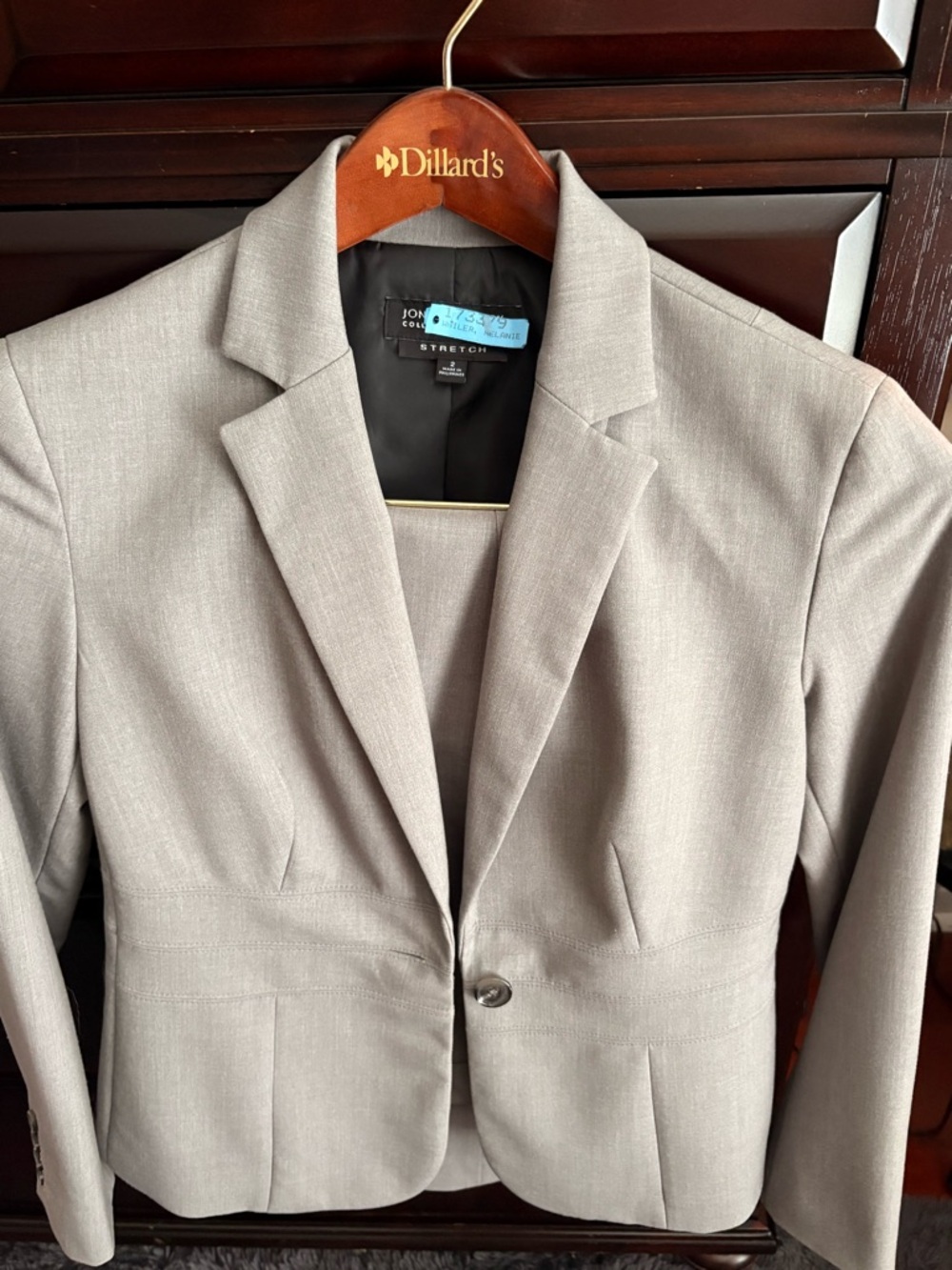 Jones New York Light Taupe Stretch Single-Button Blazer